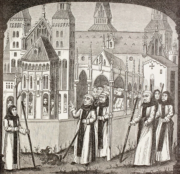 St. Bernard of Clairvaux and the Cistercian monks taking possession of the Abbey of Clairvaux