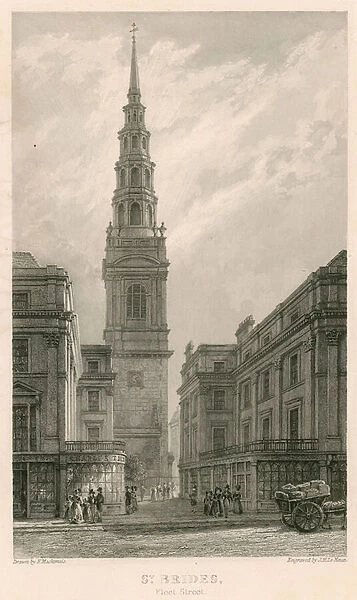 St Brides Church, Fleet Street, London (engraving)