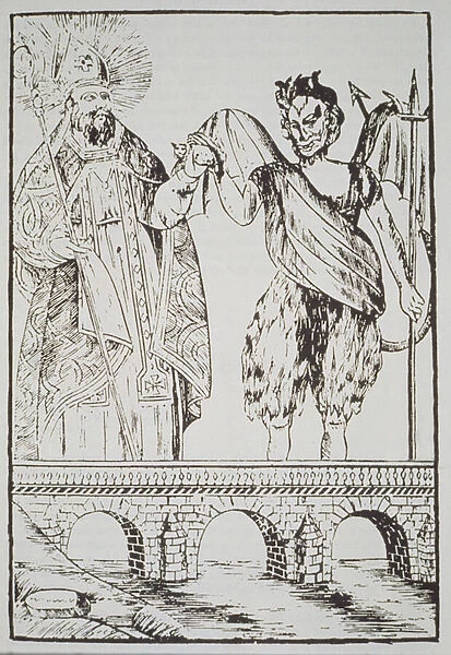 St. Cado and the Devil, copy of a popular French print, illustrated in a history of magic