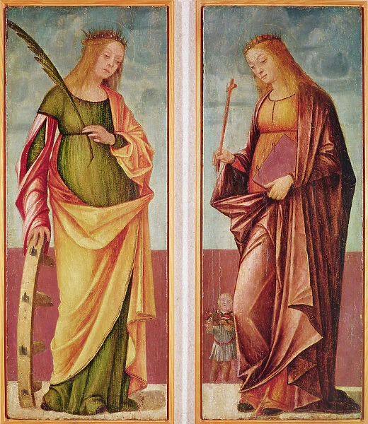 St. Catherine of Alexandria and St. Paraceve or Veneranda (oil on panel)