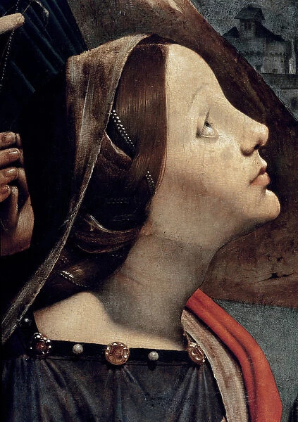 St. Catherine of Alexandria, detail of Virgin and Child on the throne surrounded by