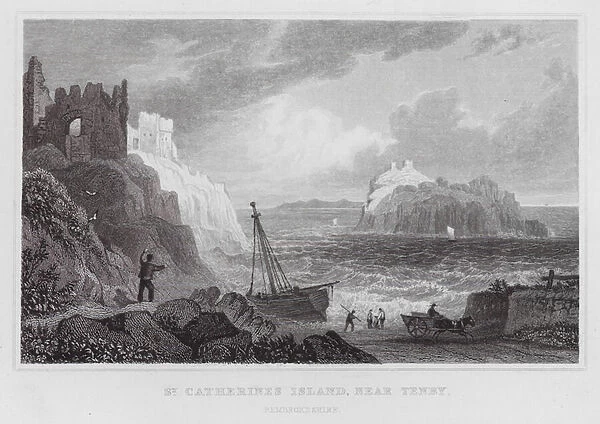 St Catherines Island, near Tenby, Pembrokeshire (engraving)