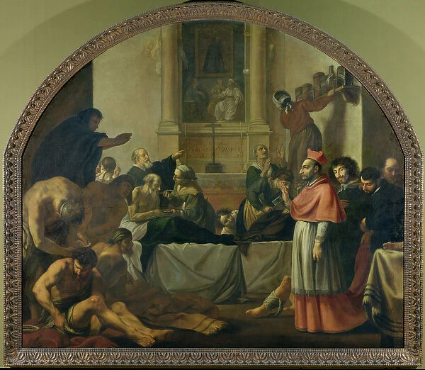 St. Charles Borromeo (1538-84) Visiting the Plague Victims in Milan in 1576 (oil