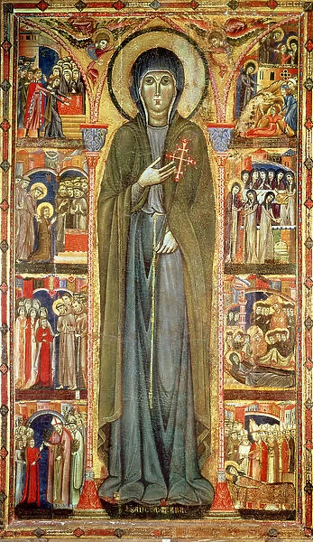 St. Clare with Scenes from her Life (tempera on panel)