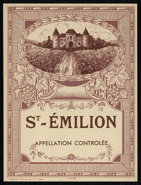St Emilion, wine label (colour litho)