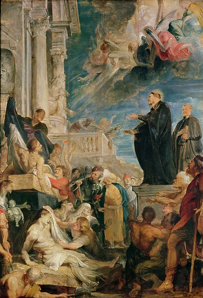 St. Francis Xavier Blessing the Sick (oil on canvas)