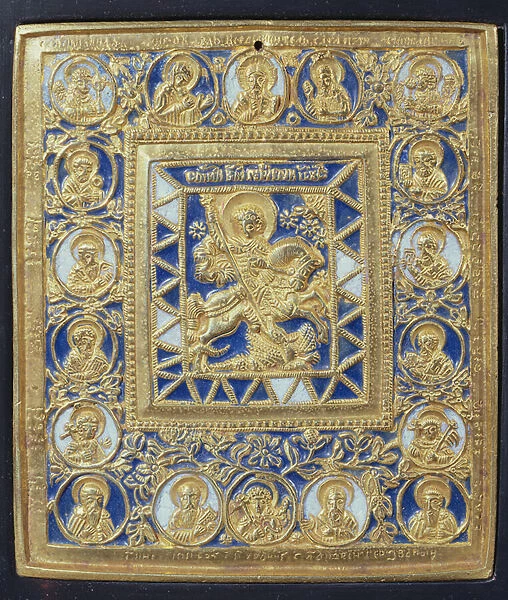 St. George and the Dragon (brass and enamel)