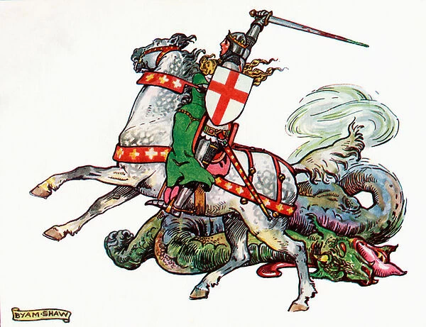St. George and the Dragon, illustration from Princess Marie-Joses Childrens Book, published 1916 (colour litho)