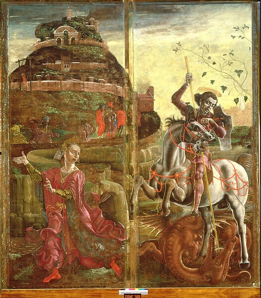 St. George and the Dragon, from a polyptych, 1469 (tempera on panel) (see also 215995)