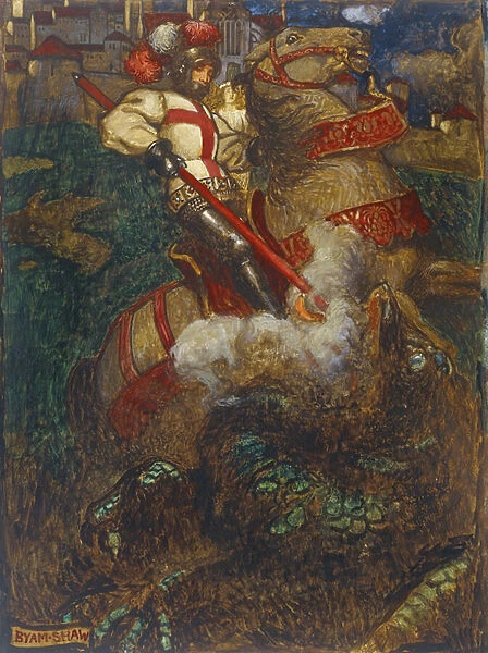 St. George slaying the dragon, 1908 (w  /  c & b  /  c on paper)