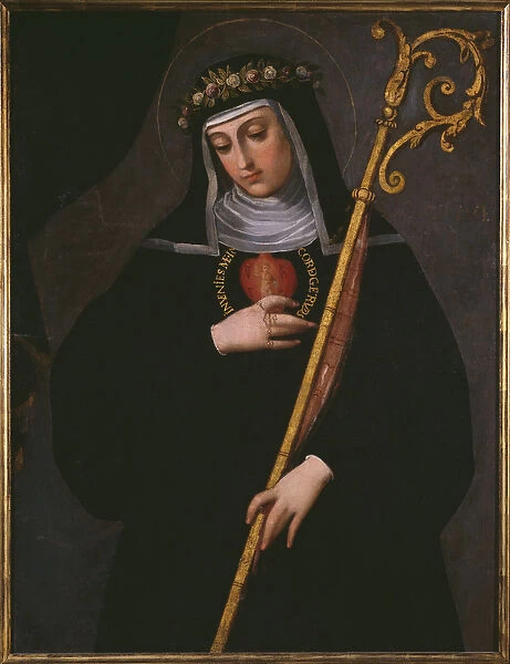St. Gertrude the Great carrying the sacred heart of Jesus (oil on canvas)