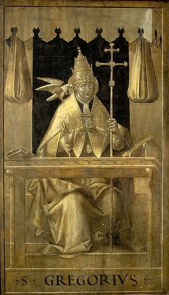 St Gregory in his Study (verso), c. 1520 (oil on wood)