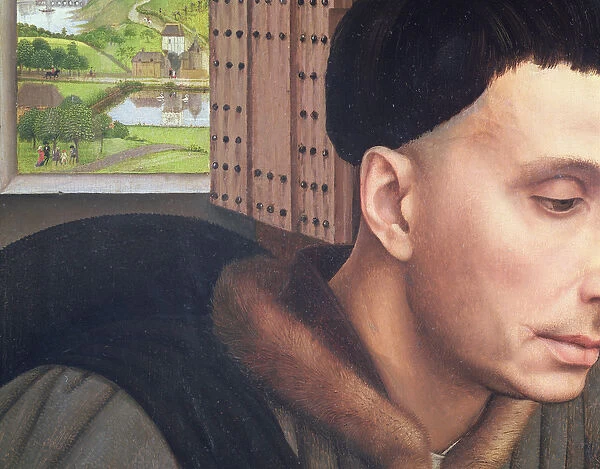 St. Ivo (?), detail of the Window and St. Ivos Head, c. 1450 (oil on panel)