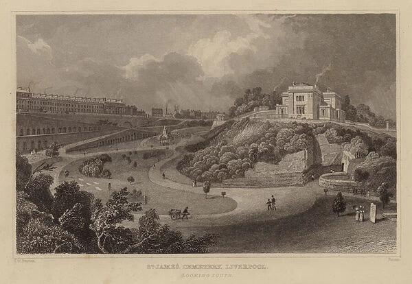 St James Cemetery, Liverpool, looking South (engraving)