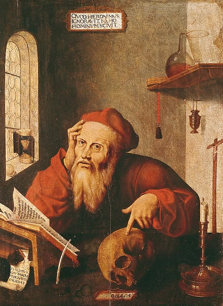 St. Jerome, after a painting by Quentin Massys or Metsys (1466-1530) (oil on panel)