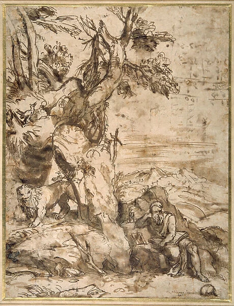 St Jerome reading in the wilderness, after Titian (c. 1488-1576