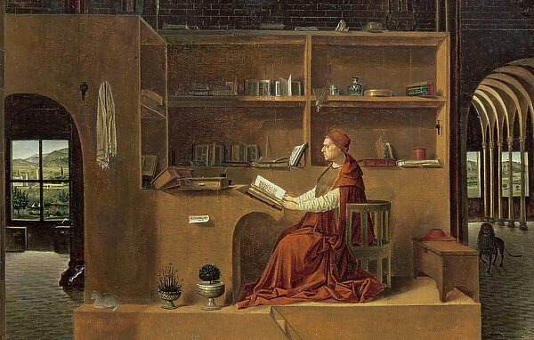 St. Jerome in his study, c. 1475 (oil on panel) (detail of 29420)