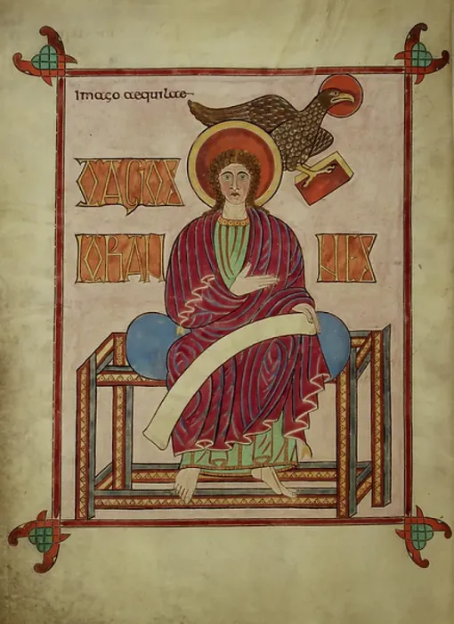 Framed Print : St. John. BL3291746 St. John; British Library, London, UK; (add.info.: Lindisfarne Gospels Framed Print : St. John. BL3291746 St. John; British Library, London, UK; (add.info.: Lindisfarne Gospels