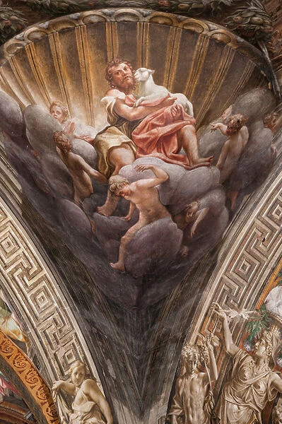 St John the Baptist, detail of 3660852, 1526-30 (fresco)