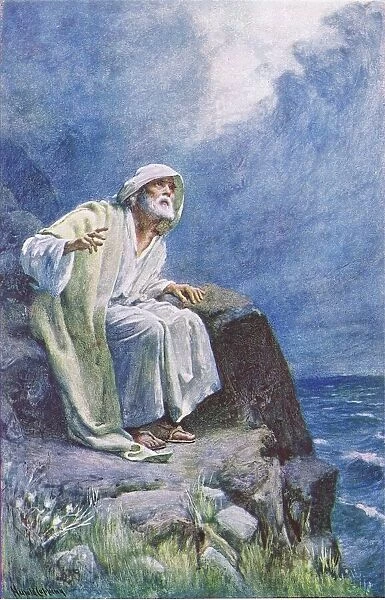 St John on the isle of Patmos, illustration from Harold Copping Pictures