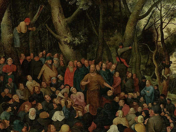 Detail of St. John Preaching to the Crowd (oil on panel)