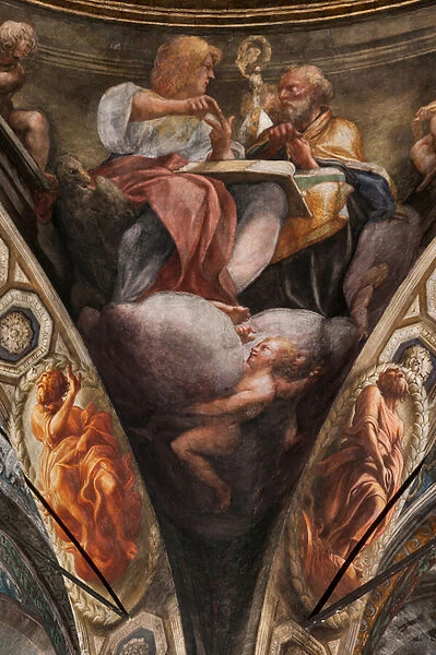 St John and St Gregory, detail of the Ascension of Christ (fresco)