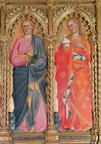St. John and St. Mary Magdalene, detail from Virgin and Child enthroned surrounded by saints