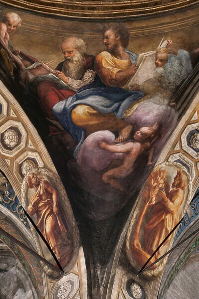 St Luke and St Ambrose, detail of the Ascension of Christ, 1520-22 (fresco)