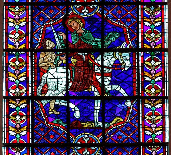 St Martin - divides his cloak (w109) (stained glass)