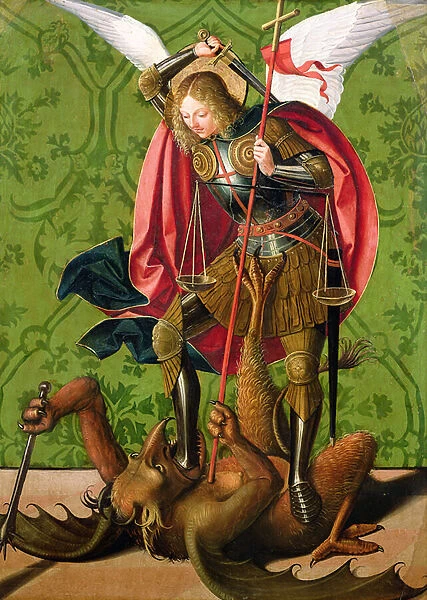St. Michael Killing the Dragon (oil on panel)