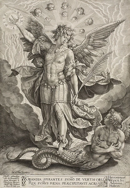 St Michael Triumphing Over the Dragon, 1584 (engraving in black on ivory laid paper)