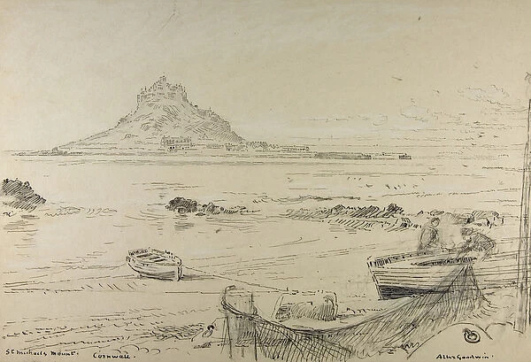 St. Michaels Mount, Cornwall, c. 1870-80 (pencil, ink and crayon on board)