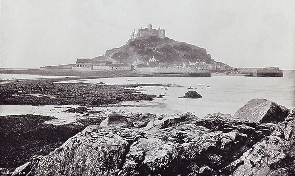 St. Michael's Mount, seen from the rocks at Marazion in the 19th century
