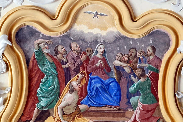 St. Nicolas de Veroce church. The Assumption of Mary. Painting. France