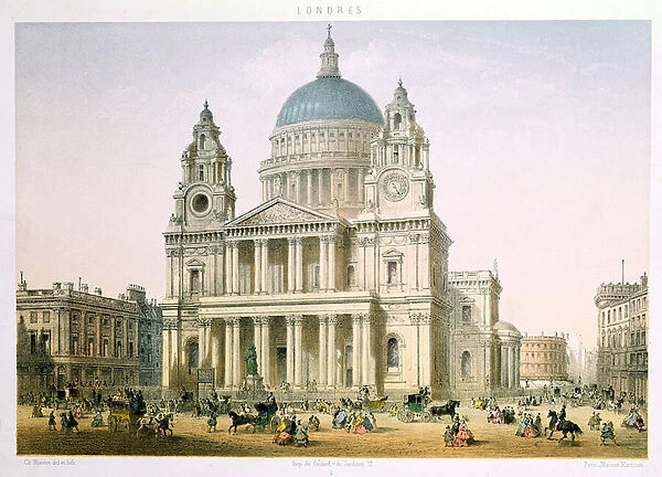 St. Pauls Cathedral by C. Riviere, 1855 (litho)
