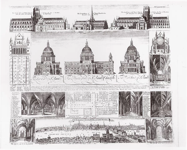 St. Pauls Cathedral (engraving) (b  /  w photo)