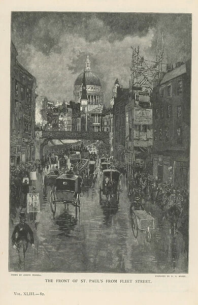 The front of St Pauls Cathedral from Fleet Street (engraving)