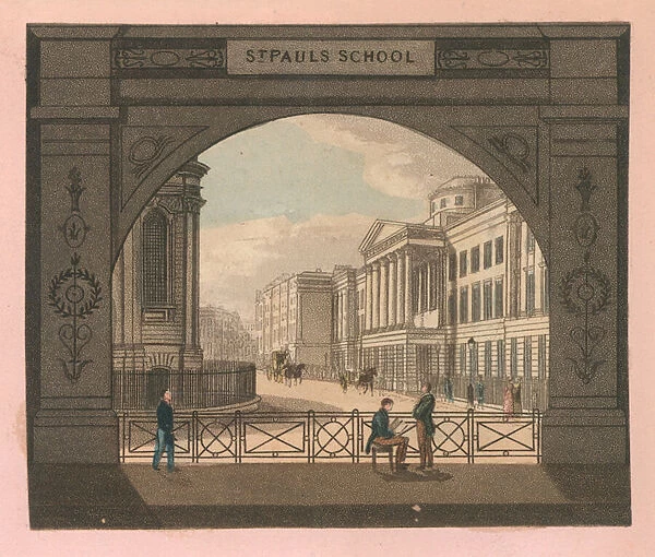 St Pauls School (coloured engraving)