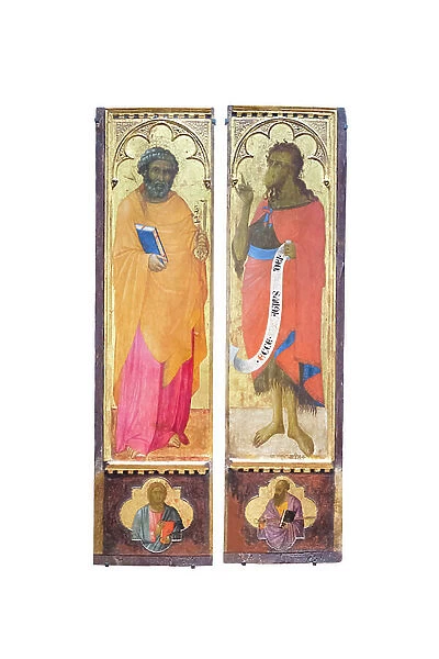 St Peter and st John the Baptist; an apostle and st Paul, 1355-60 circa, (tempera on wood)
