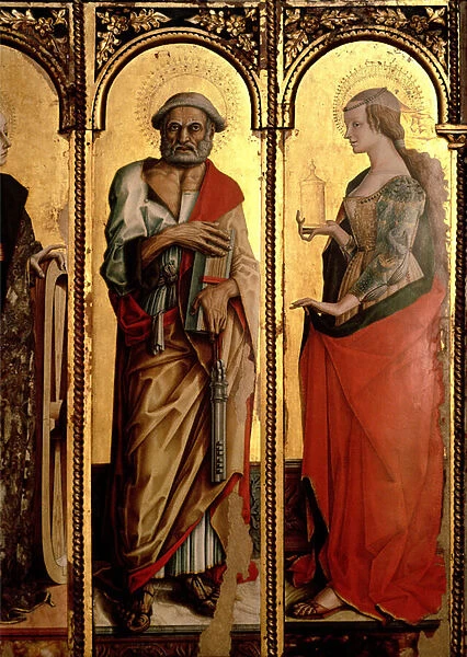 St. Peter and St. Mary Magdalene, detail from the Santa Lucia triptych (tempera on panel)