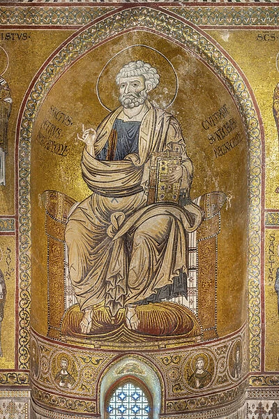 St. Peter on the throne, Byzantine mosaic, XII-XIII centuries in the Southern transept (mosaic)