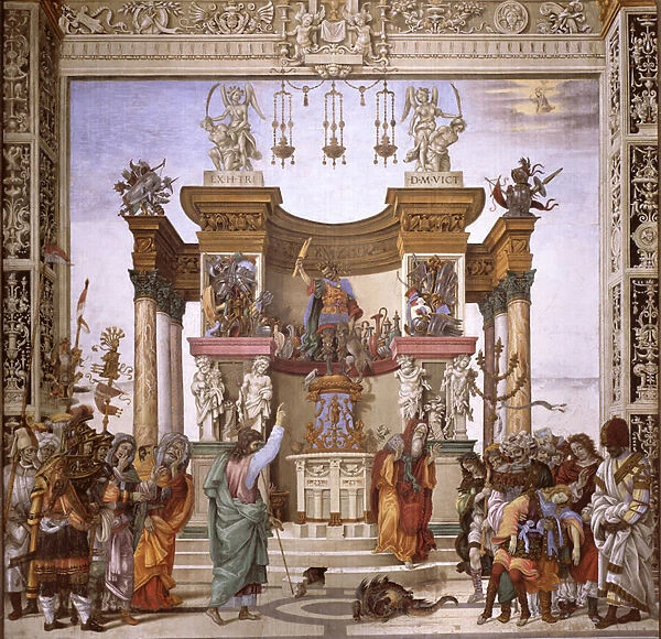 St. Philip exorcizing the demon from the temple of Mars, south wall of Strozzi Chapel, c