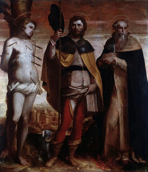 St Roch, St Sebastian and St Anthony the Great (Painting, 16th century)
