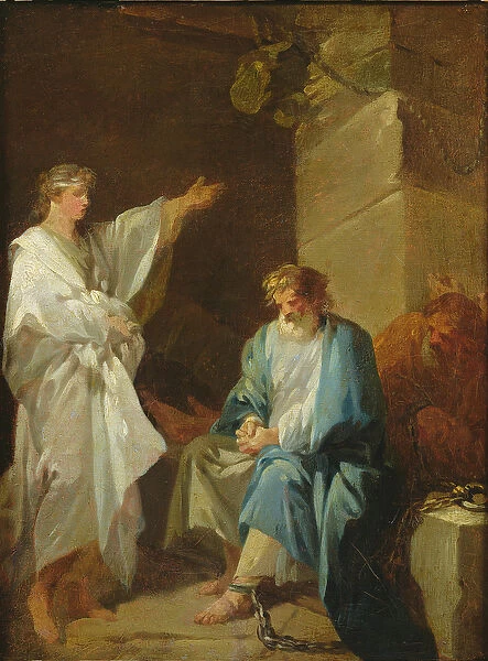 St Sebastian preaching the faith of Diocletian in prisons (oil on canvas)
