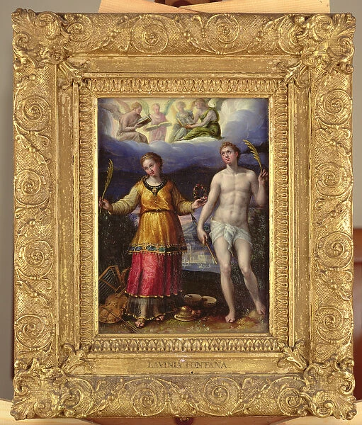 St. Sebastian and St. Cecilia (oil on copper)