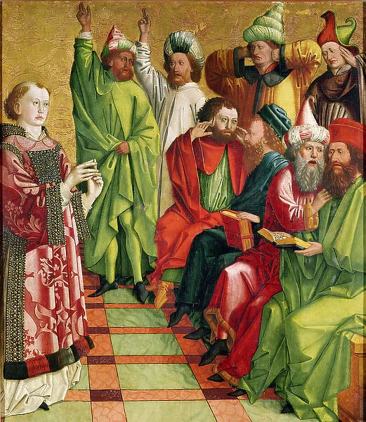 St. Stephen before the Judges, from the Altarpiece of St. Stephen, c. 1470 (oil on panel)