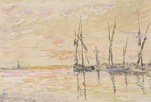 St. Tropez, 1918 (w / c, charcoal & pencil on paper)