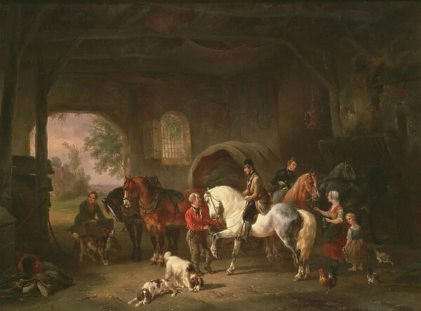 Stable Interior (oil on canvas)