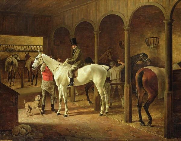 In a Stable (oil on canvas)
