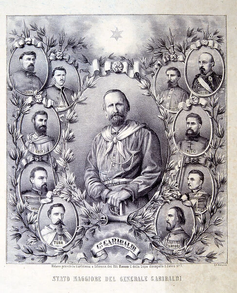 The Staff of General Garibaldi, illustration from The History of Italy (litho)